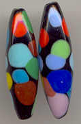 Large, Shiny Finish, "Missoni" Oval Bead, with Dots of Color